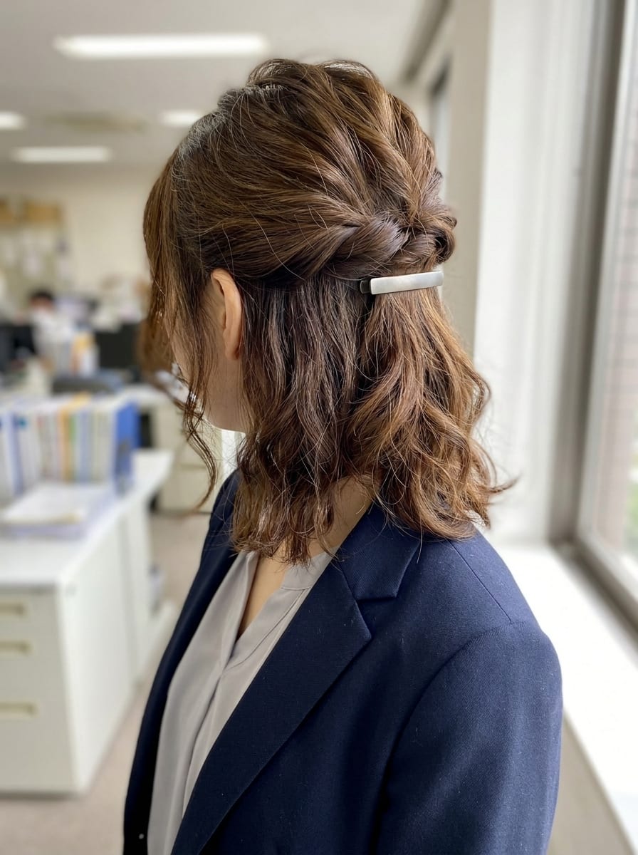 French Twist mit moderner Haarspange - Büro Frisur